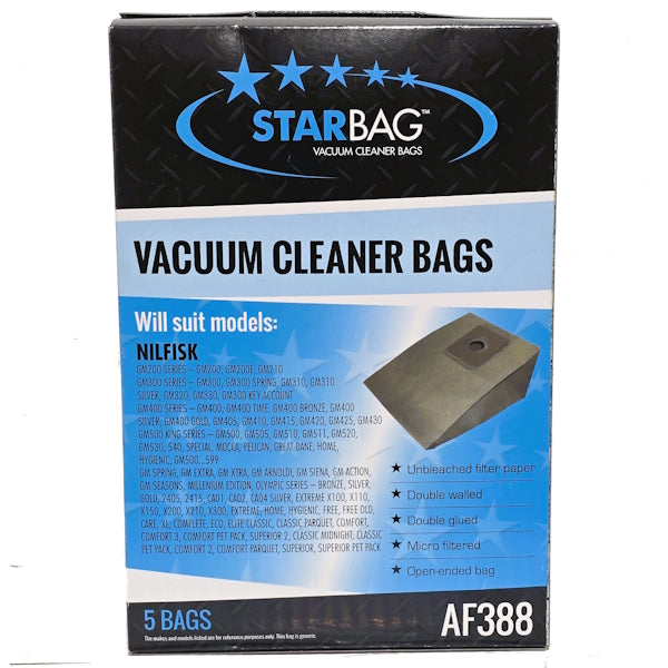 StarBag AF388 Vacuum Cleaner Bags - Compatible with [Brand/Model] - 10 Pack HEPA Filtration Dust Bags for Powerful Cleaning - Perfect for Home, Office & Pet Hair Removal