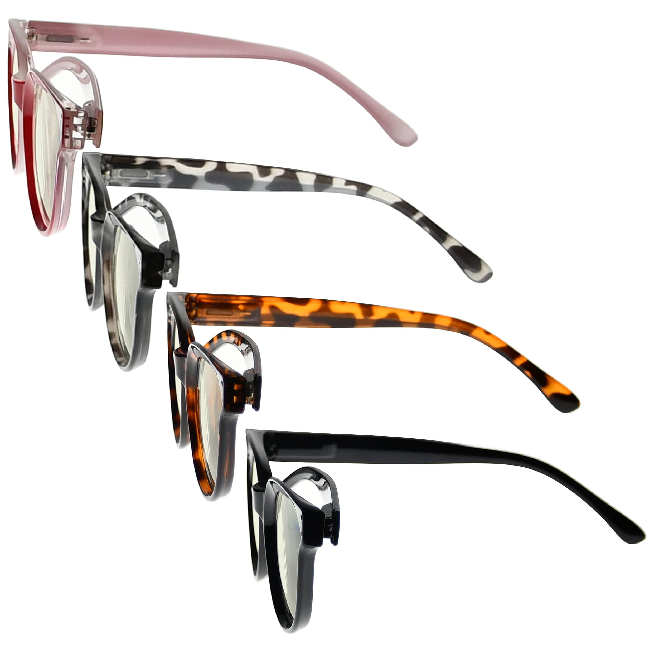 CessBlu 4 Pack Blue Light Blocking Reading Glasses for Women - Anti Glare Computer Glasses with UV Protection - Perfect for Office Work, Screen Time & Digital Eye Strain Relief