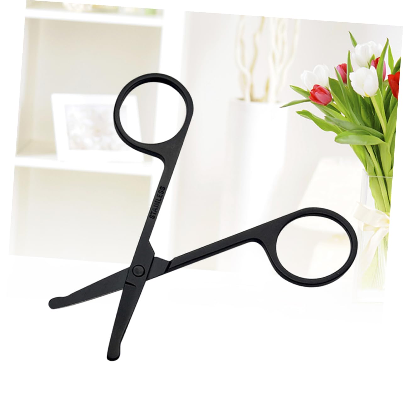 2 Pack Stainless Steel Nose Hair & Eyebrow Trimmer Scissors - Professional Grooming Tool for Men's Facial Hair Care - Perfect for Travel, Home, and Salon Use