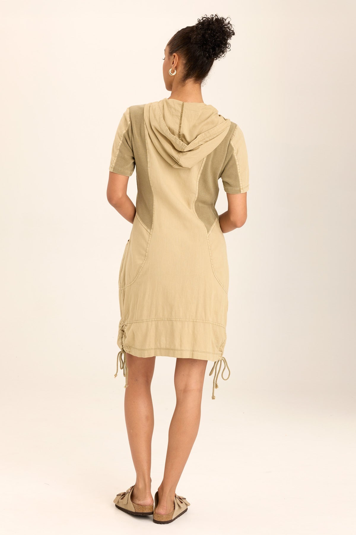 Lenchen Women's Linen Stretch Hooded Mini Jacket Dress - Casual Summer Wrap Dress for Beach, Travel & Date Night Outfits
