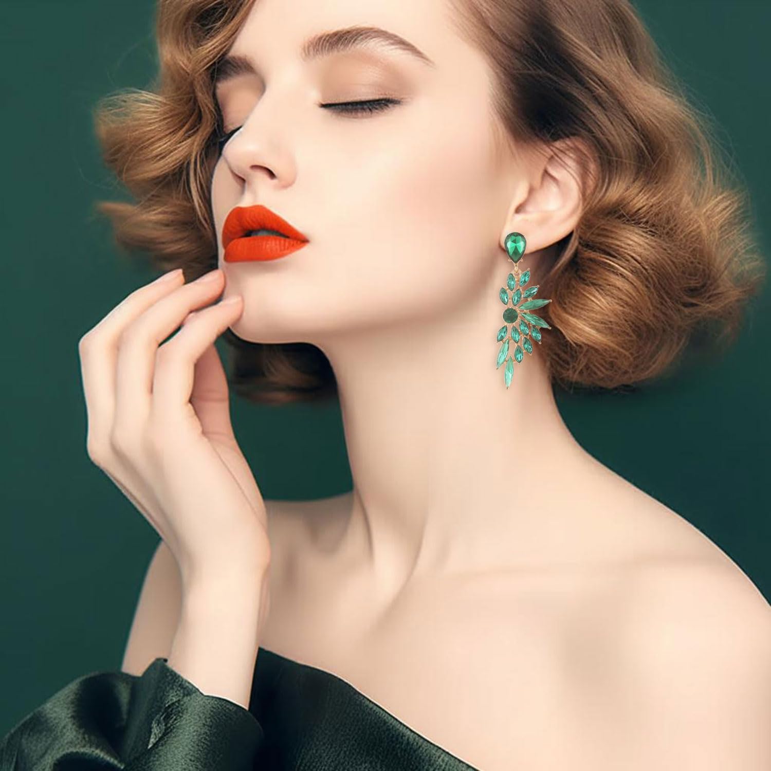 Sparkling Rhinestone Cluster Drop Earrings for Women - Elegant Teardrop Chandelier Dangle Earrings for Prom, Wedding & Bridal Events | Perfect for Evening Parties, Date Nights & Special Occasions