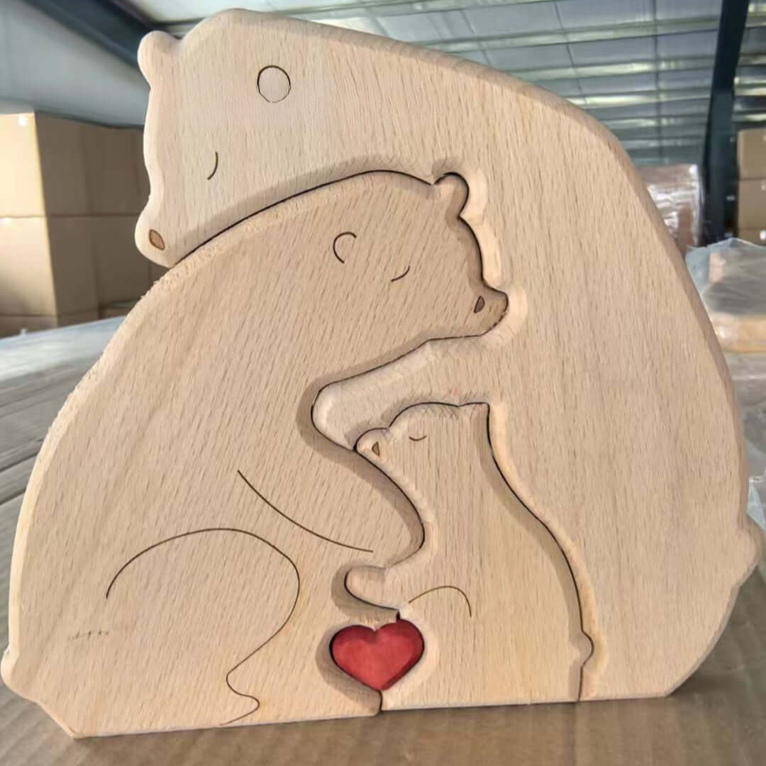 Personalized Wooden Bear Family Name Puzzle - Custom Engraved Gift for Kids & Toddlers | Unique Baby Shower, Birthday & Christmas Present | A5432