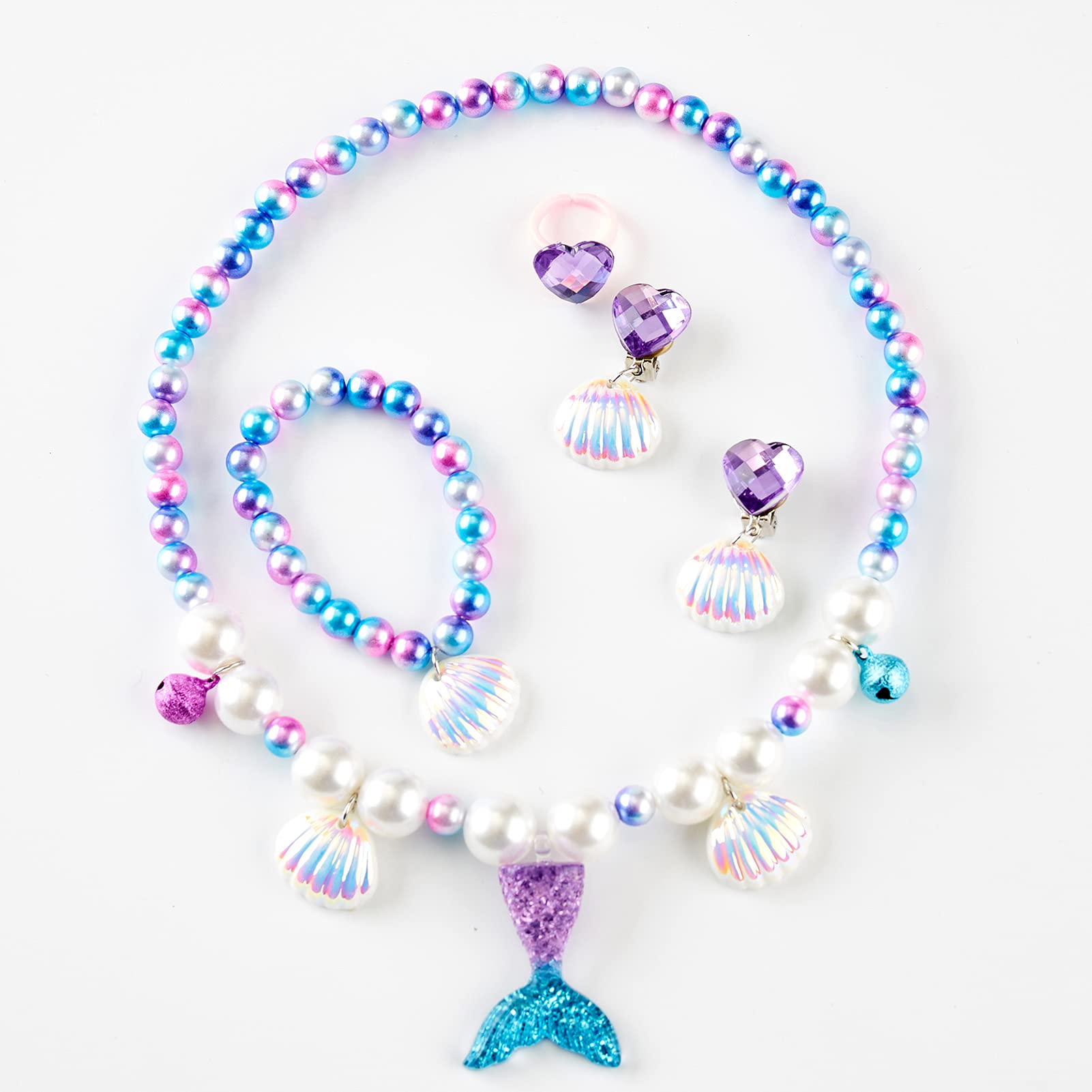 Sparkly Mermaid Princess Costume for Girls with Tiara & Accessories | Halloween Dress Up, Birthday Party, Under the Sea Theme Photo Shoot | Kids Fantasy Play Dress