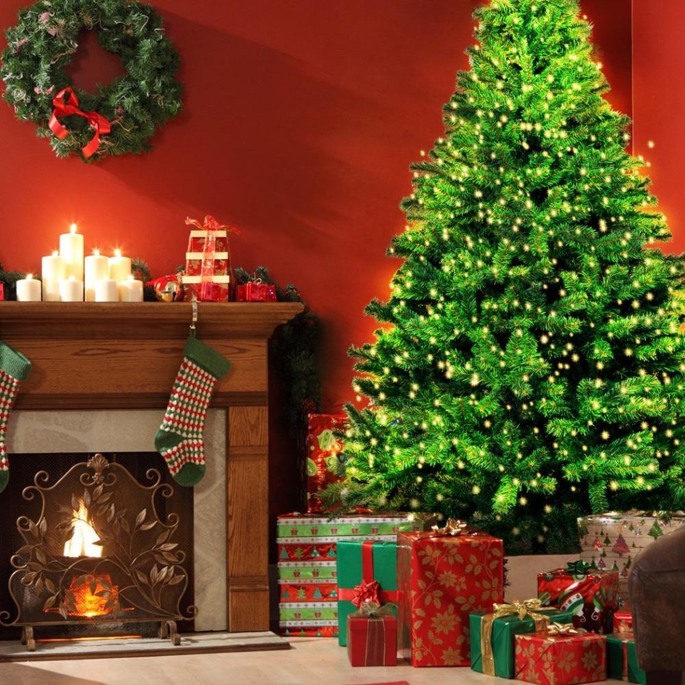 8Ft Pre-Lit Christmas Tree with Warm LED Lights - 2.4M Artificial Xmas Tree for Home, Garden & Holiday Decor | Perfect for Living Room, Office & Outdoor Christmas Decoration