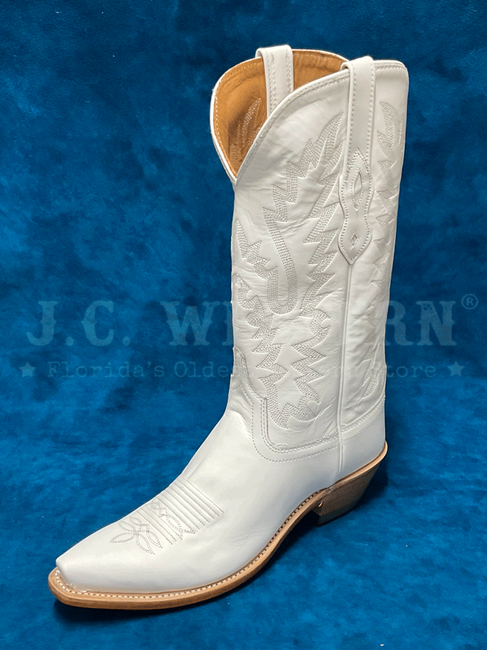 Old West LF1631 Women's Genuine Leather Snip Toe Cowgirl Boots - White Western Boots for Country Dancing, Rodeo & Casual Wear