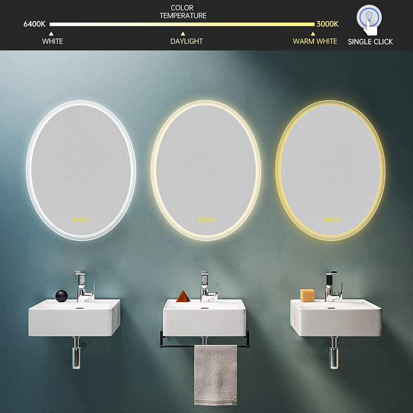 LuminaMirror Oval Frameless LED Anti-Fog Dimmable Bathroom Vanity Mirror with Touch Control - Perfect for Makeup, Shaving & Home Decor
