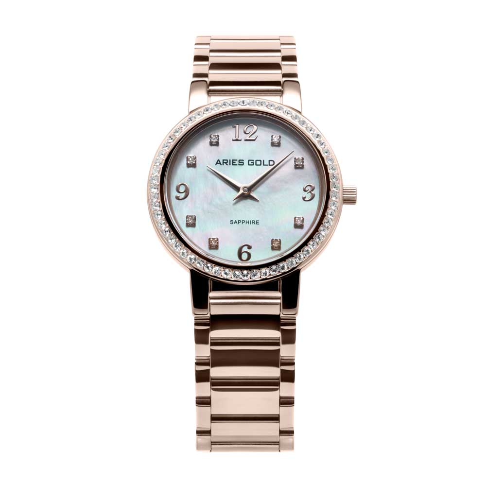 Aries Gold Enchant Starlet Rose Gold Stainless Steel Women's Watch with Mother of Pearl Dial - Elegant Dress Watch for Women, Perfect for Parties, Weddings & Special Occasions