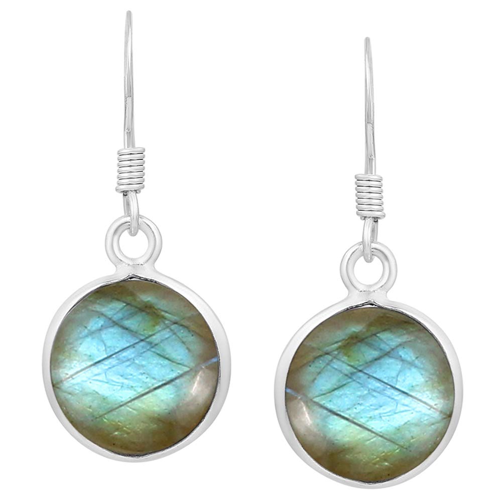 12.45ct Natural Round Gemstone Earrings for Women - Handmade Boho Dangle Jewelry for Gifts, Party & Wedding