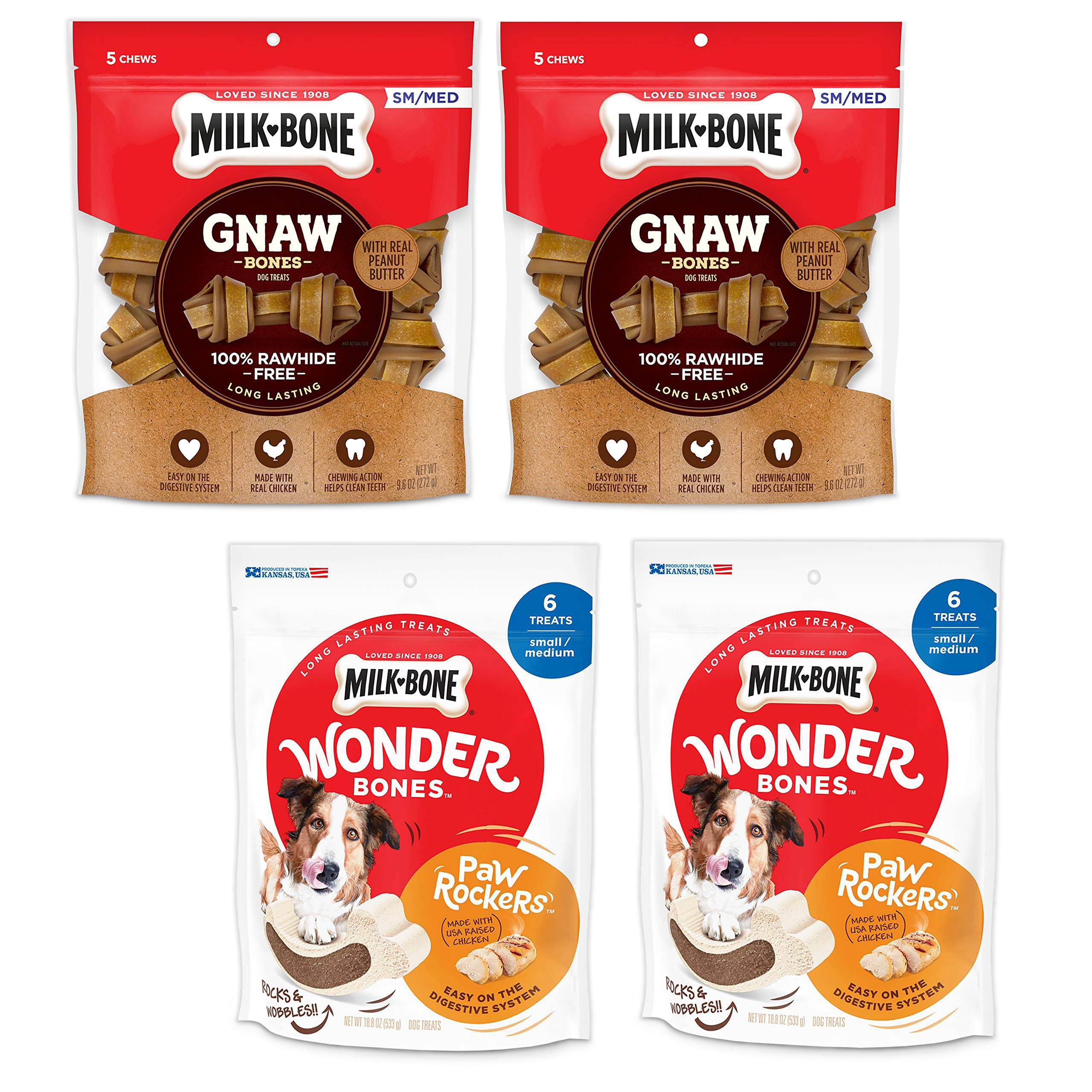 Milk-Bone Long Lasting Dog Treats Bundle - 2 Types of Healthy Rawhide-Free Chews for Small, Medium & Large Dogs - Perfect for Training, Dental Care & Playtime