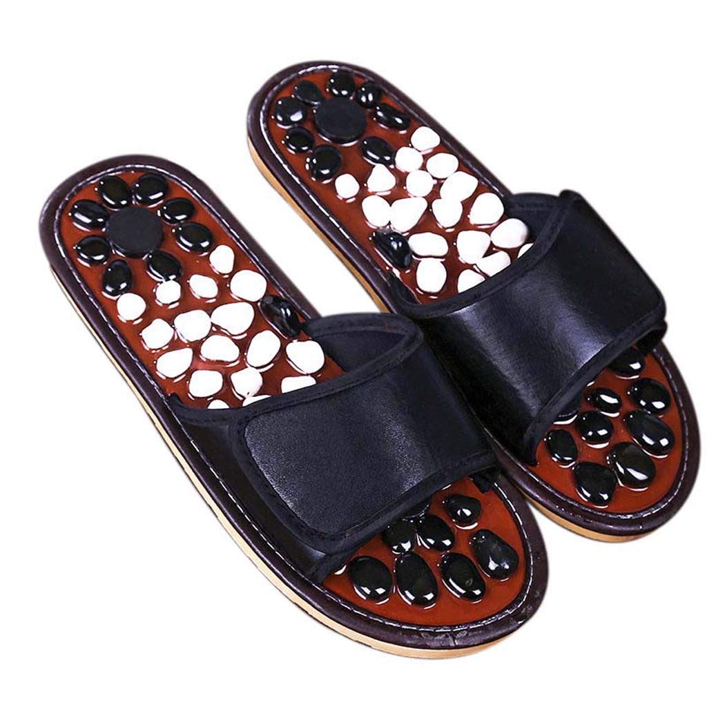 Pebble Acupuncture Foot Massage Slippers for Men & Women - Home Relaxation Massage Shoes with Reflexology Stones - Perfect for Stress Relief, Circulation & Comfort After Work or Yoga