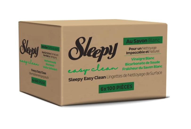 Sleepy Easy Clean Surface Cleaning Cloths - 6 Pack (600 Sheets) | White Soap Additive | Multi-Purpose Disposable Wipes for Kitchen, Bathroom & Office Cleaning