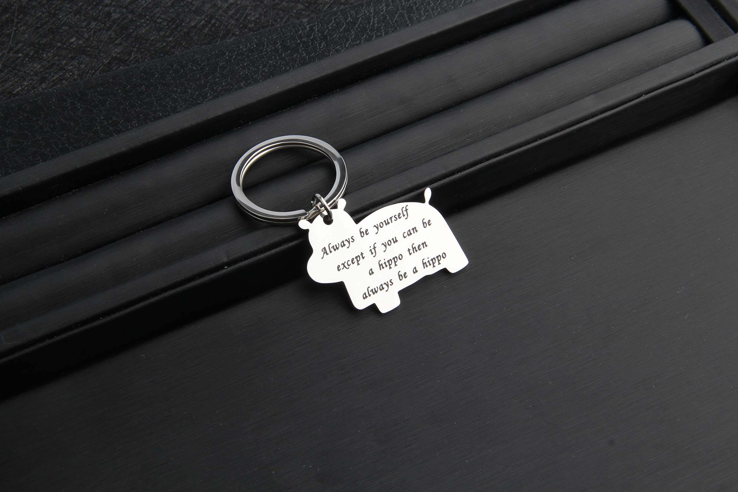 Unique Hippo Keychain - Inspirational Gift for Son, Encouragement Jewelry with 'Always Be Yourself' Message - Perfect for Graduation, Birthday & Daily Motivation