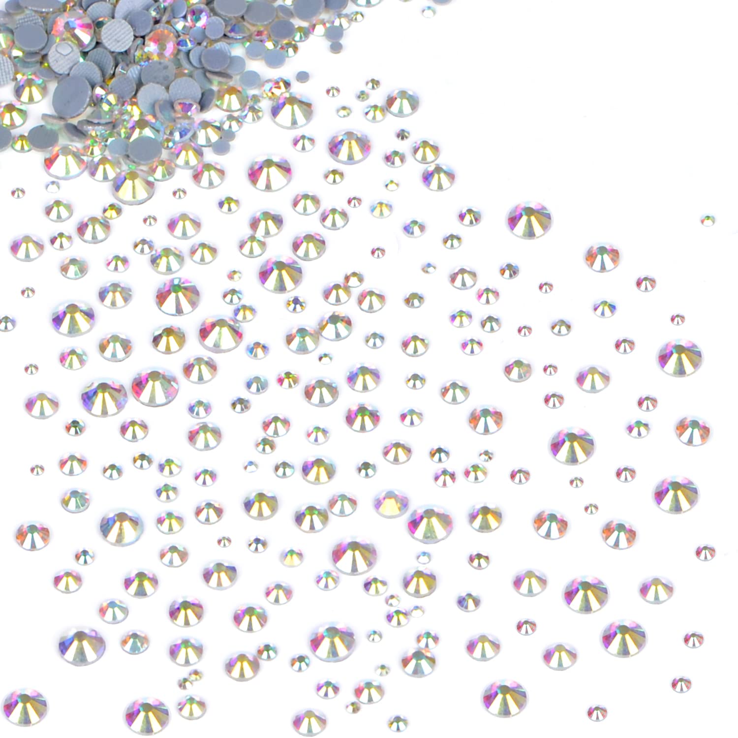 6500pcs Flatback Glass Rhinestones Kit - Hotfix Iron On Crystals for DIY Crafts, Clothes, Shoes, Bags & Nail Art | Includes 1 Tweezer & 1 Picking Pen | Crystal AB Mix (6 Sizes) - Perfect for Costume Design, Fashion Embellishments & Wedding Decorations