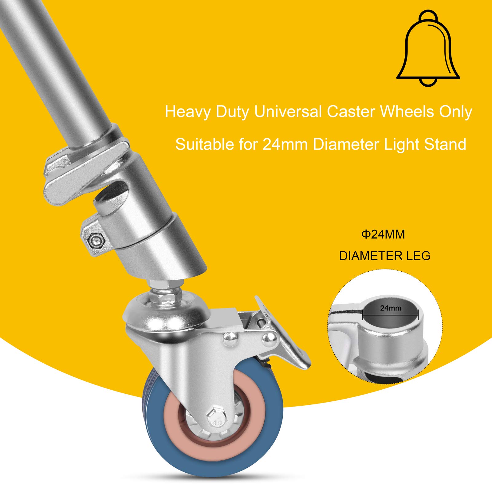Professional EMART Photography C Stand with Swivel Caster Wheels - 10ft/300cm Adjustable Heavy Duty Light Stand with 4.2ft/128cm Holding Arm - Foldable Tripod Magic Leg Wheel for Studio Photography, Video Production & Lighting Equipment Support