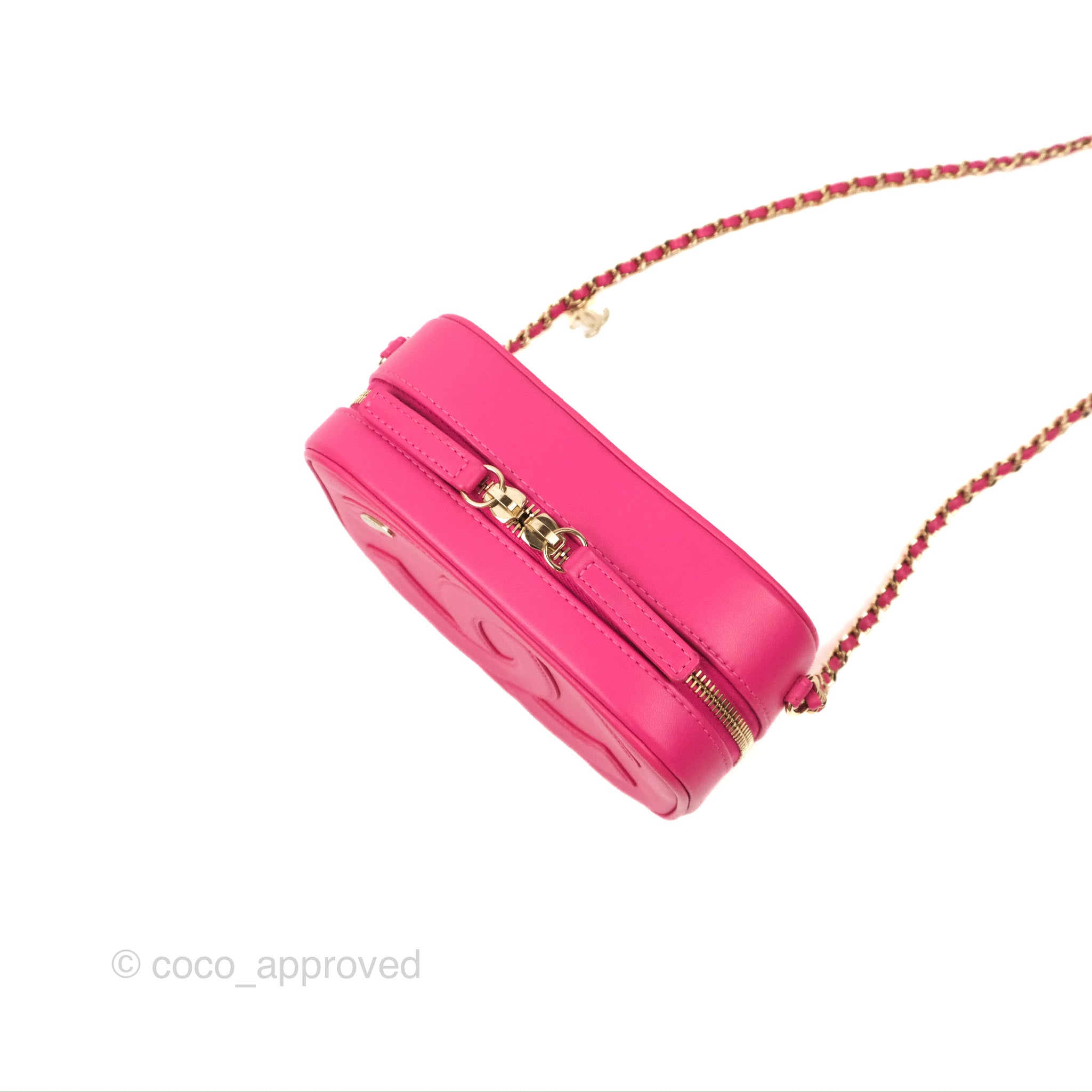Chanel CC Mania Camera Bag in Pink Lambskin Leather with Gold Hardware - Perfect for Everyday Use, Travel & Fashion Accessories