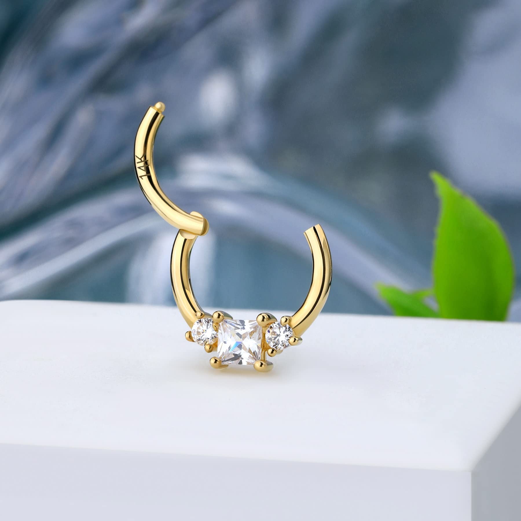 COCHARM 14K Solid Gold Septum Ring & Daith Earrings - 16G 8mm Real Yellow Gold Piercing Jewelry for Women & Men - Perfect for Everyday Wear, Parties, and Special Occasions