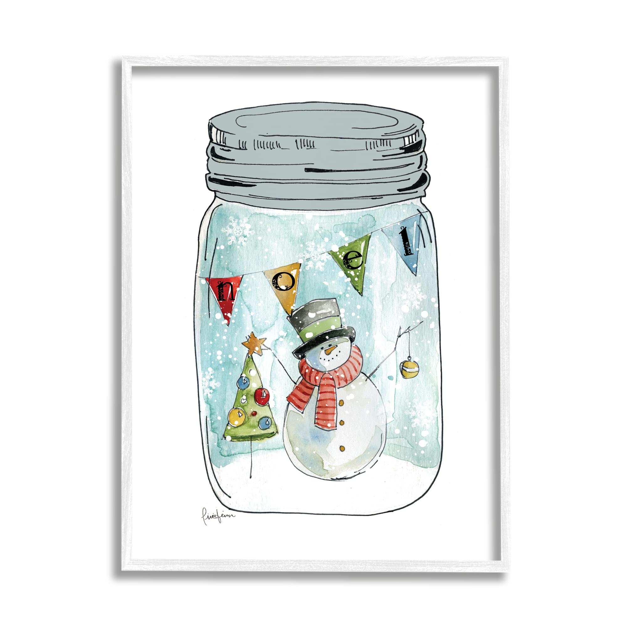 Stupell Industries Noel Phrase Snowman Christmas Tree in Country Jar Framed Wall Art - 24