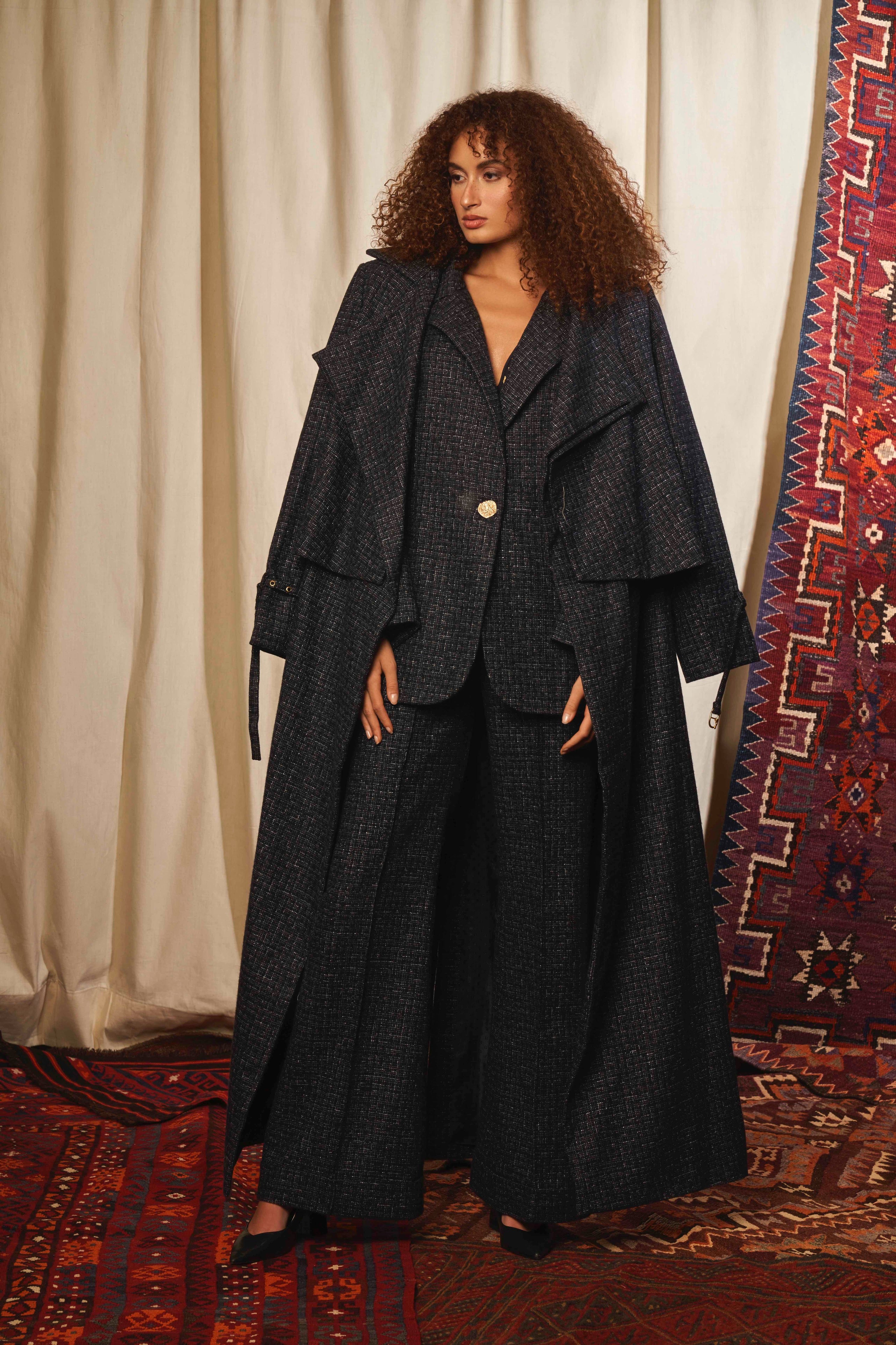Stylish Navy Blue Trench Coat for Women - Waterproof Long Coat with Belt - Perfect for Office, Travel & Fall Fashion
