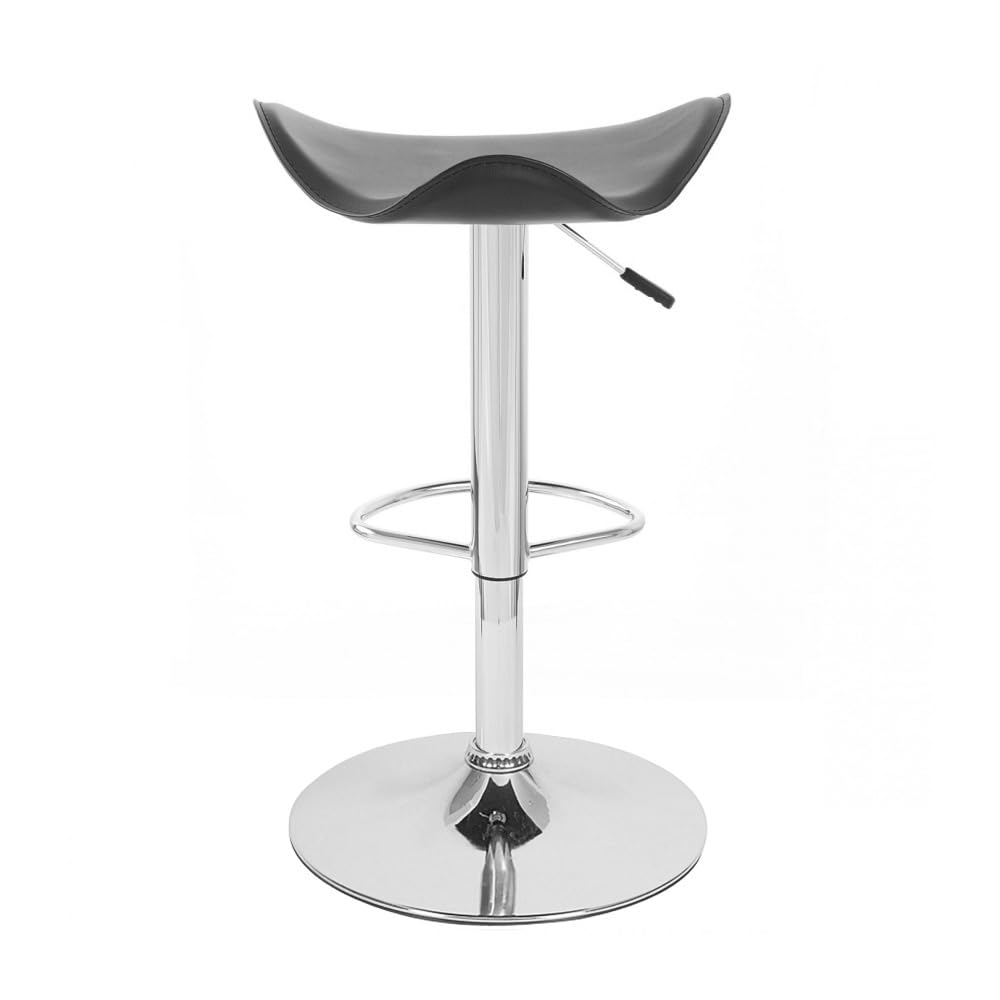 Gamma Contemporary Leather Adjustable Barstool - Black Licorice | Modern Kitchen & Bar Seating Solution