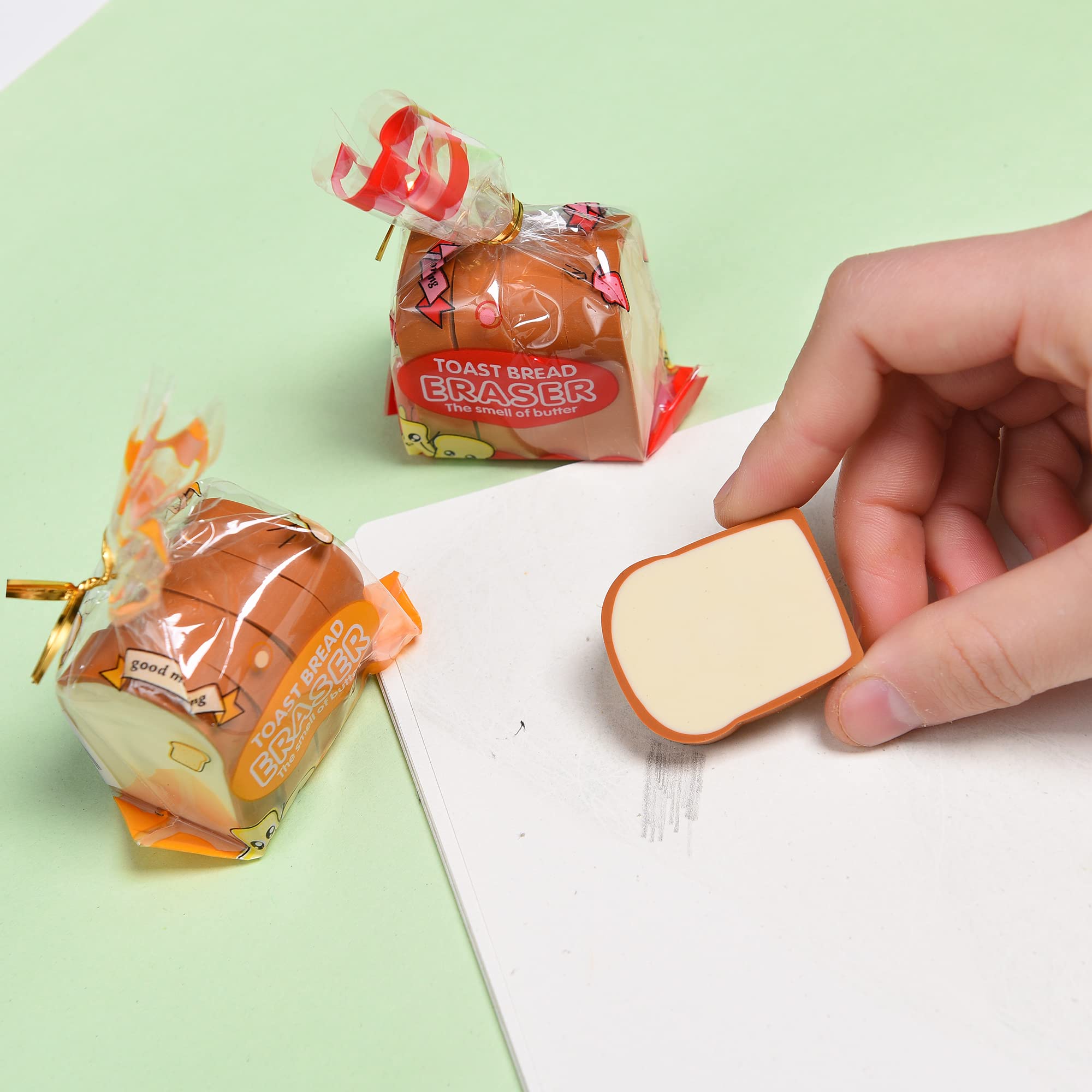 16Pcs Cute Bread Shaped Erasers for Kids - Fun Toast Design Pencil Erasers for School, Classroom Rewards & Party Favors - Perfect for Arts & Crafts, Back to School Supplies, and Teacher Gifts