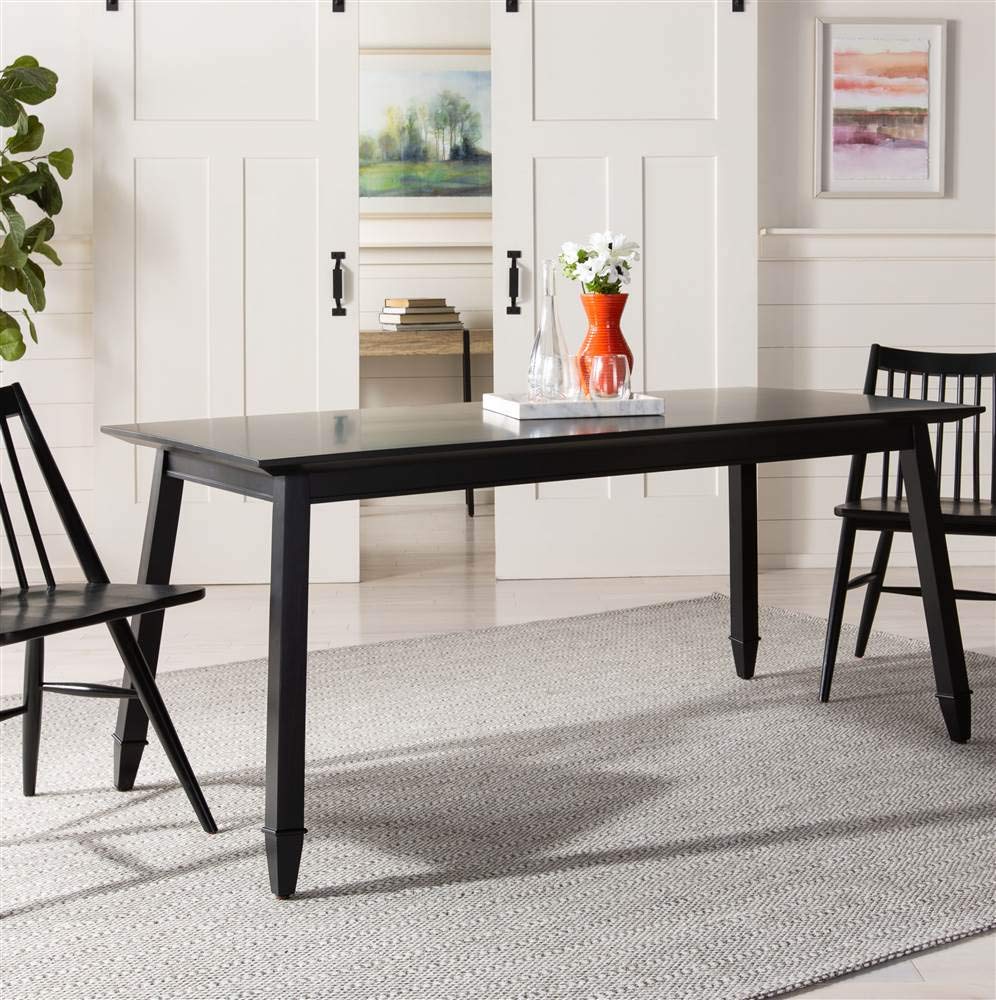 SAFAVIEH Brayson Modern Black Rectangle Dining Table - Stylish & Durable for Dining Room, Kitchen, or Office | Perfect for Family Meals & Entertaining