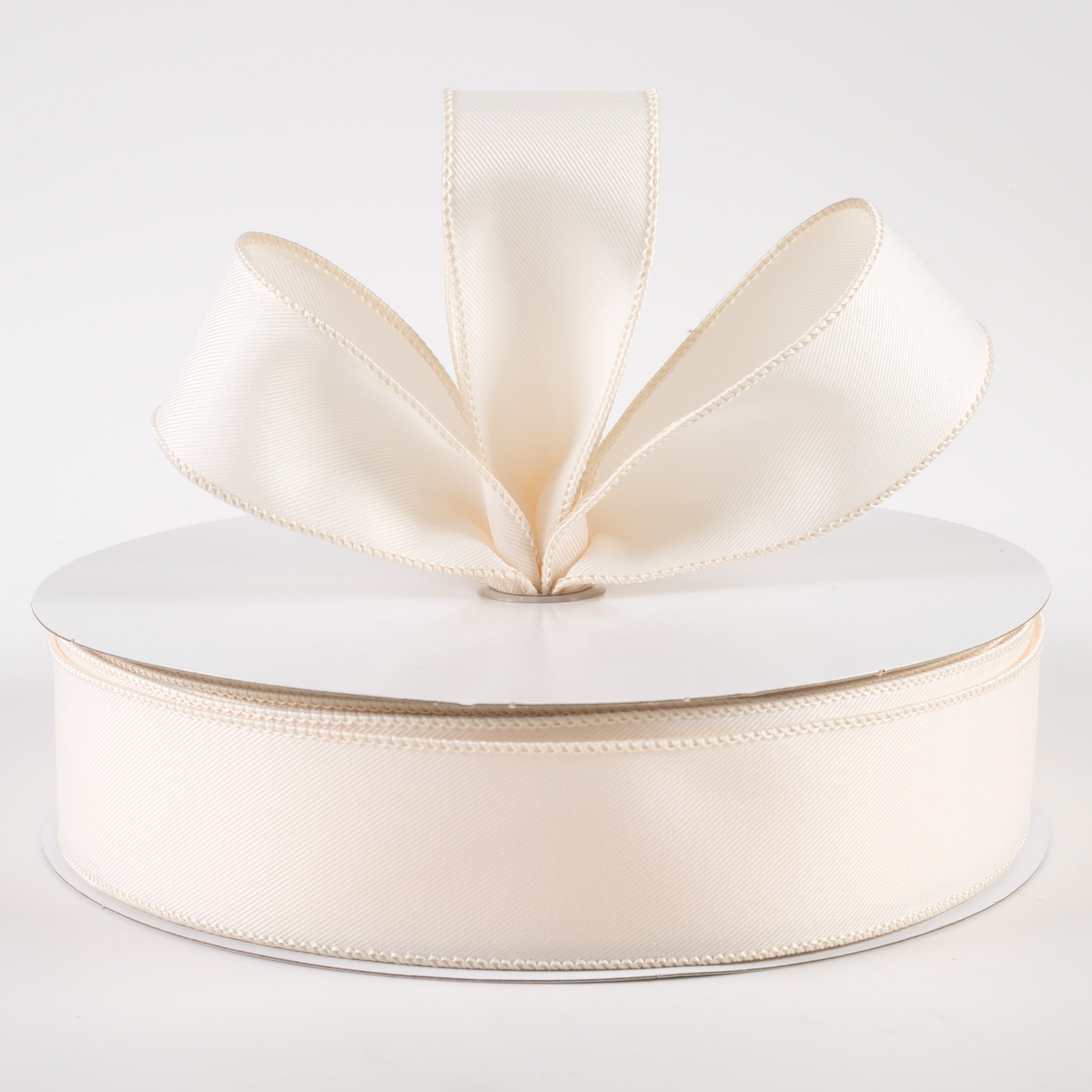 1.5 Inch Diagonal Weave Fabric Ribbon - Ivory Color Craft Ribbon (50 Yards) for Gift Wrapping, DIY Crafts, Scrapbooking and Hair Accessories