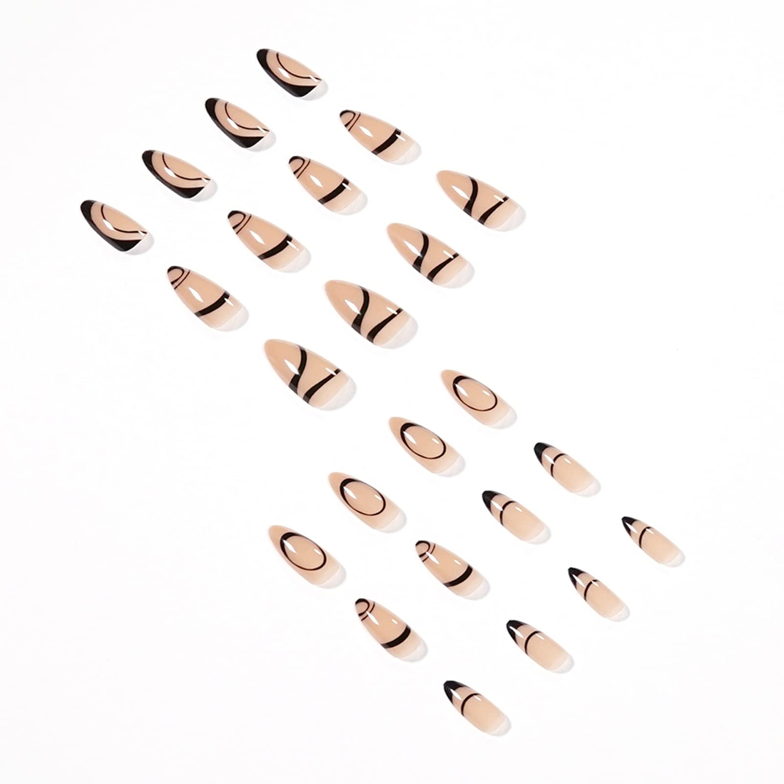 French Nude Fake Nails Glue On - Almond Shape Artificial False Nails Medium Length for Women, Manicure Salon Nail Art Gifts (Perfect for Weddings, Parties, and Daily Wear) - Cipliko