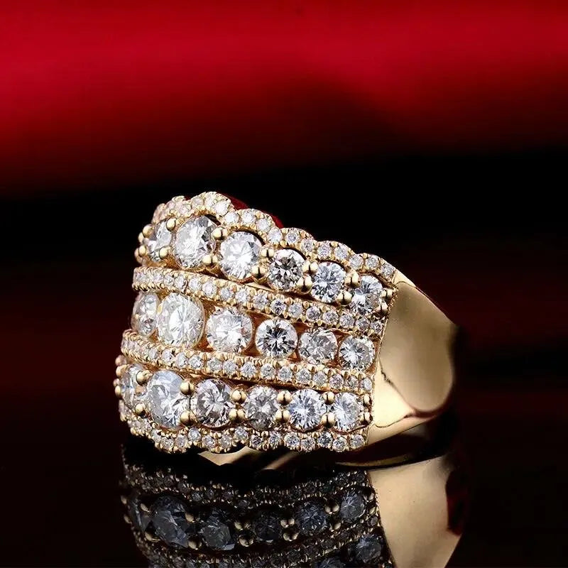 18KT Yellow Gold Diamond Wedding Ring for Women - Elegant & Luxury Jewelry Gift for Anniversary, Engagement, Proposal - LANMI Brand