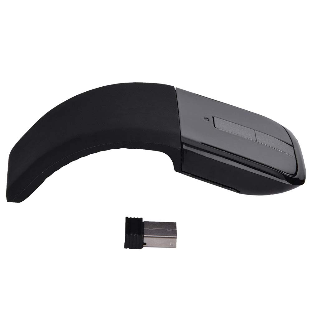 Foldable Wireless Touch Mouse - Bluetooth & USB Receiver for PC, Laptop, Smart TV - Portable Arc Design - Black | Perfect for Travel, Office & Home Use