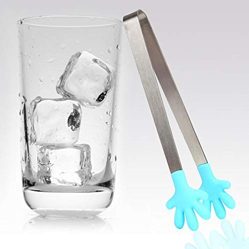 Stainless Steel Salad Serving Tongs with Silicone Hand-Shaped Tips - BBQ, Cooking & Kitchen Utensil for Grilling, Serving, and Food Preparation
