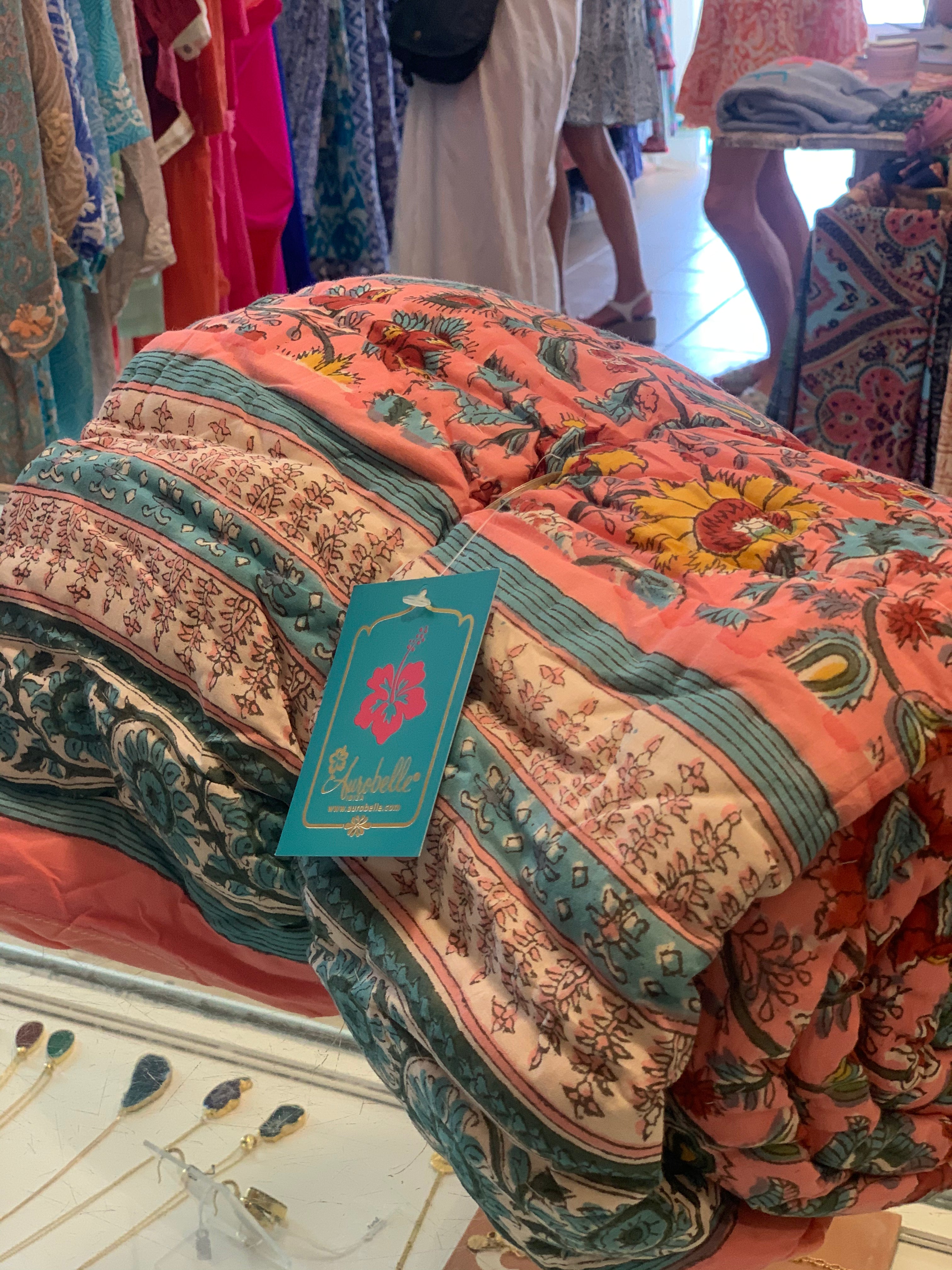 Hand Block Printed Light Green Bed Cover Quilt - Soft & Breathable Cotton Bedspread for Cozy Home Decor, Perfect for Master Bedroom, Guest Room, or Dorm