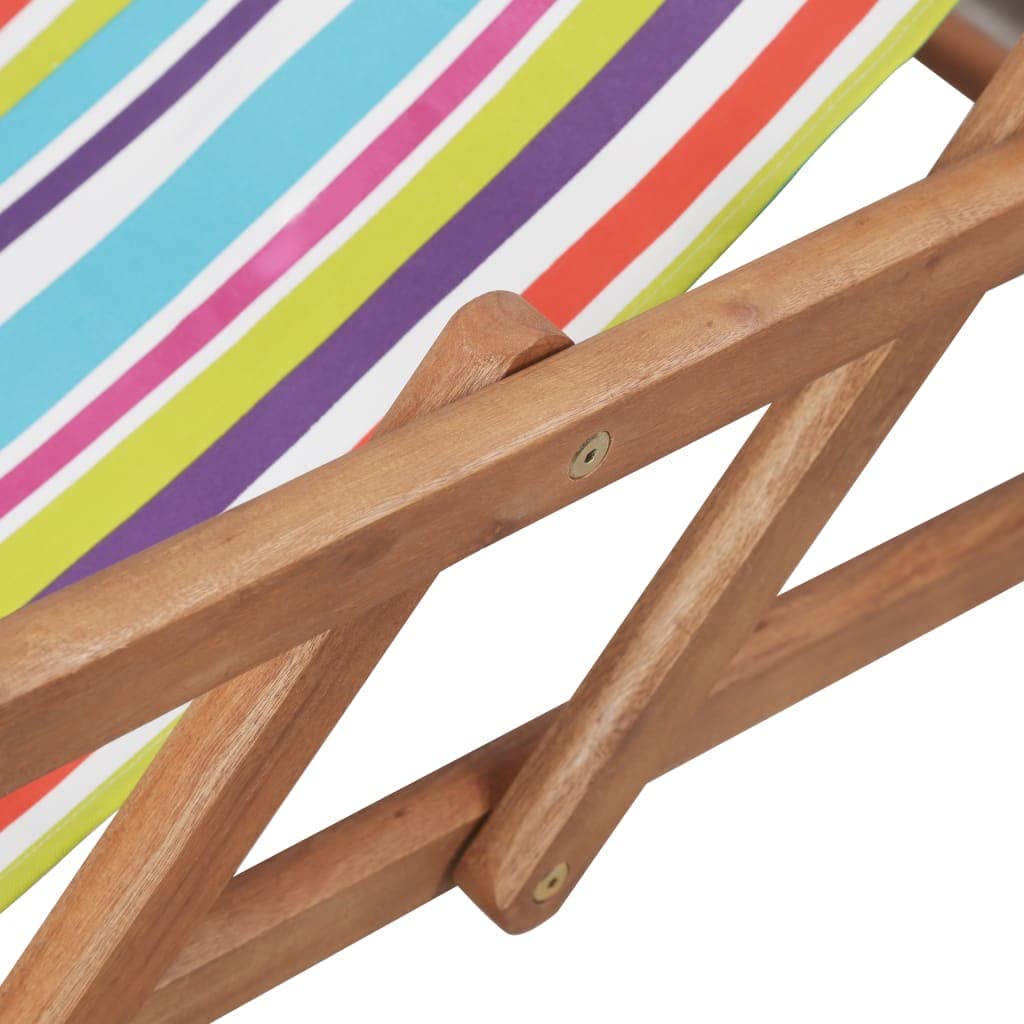 SKM Folding Beach Chair - Portable Wooden Frame with Durable Fabric, Lightweight & Compact for Outdoor, Camping, Picnic, Travel - Multicolor 3998