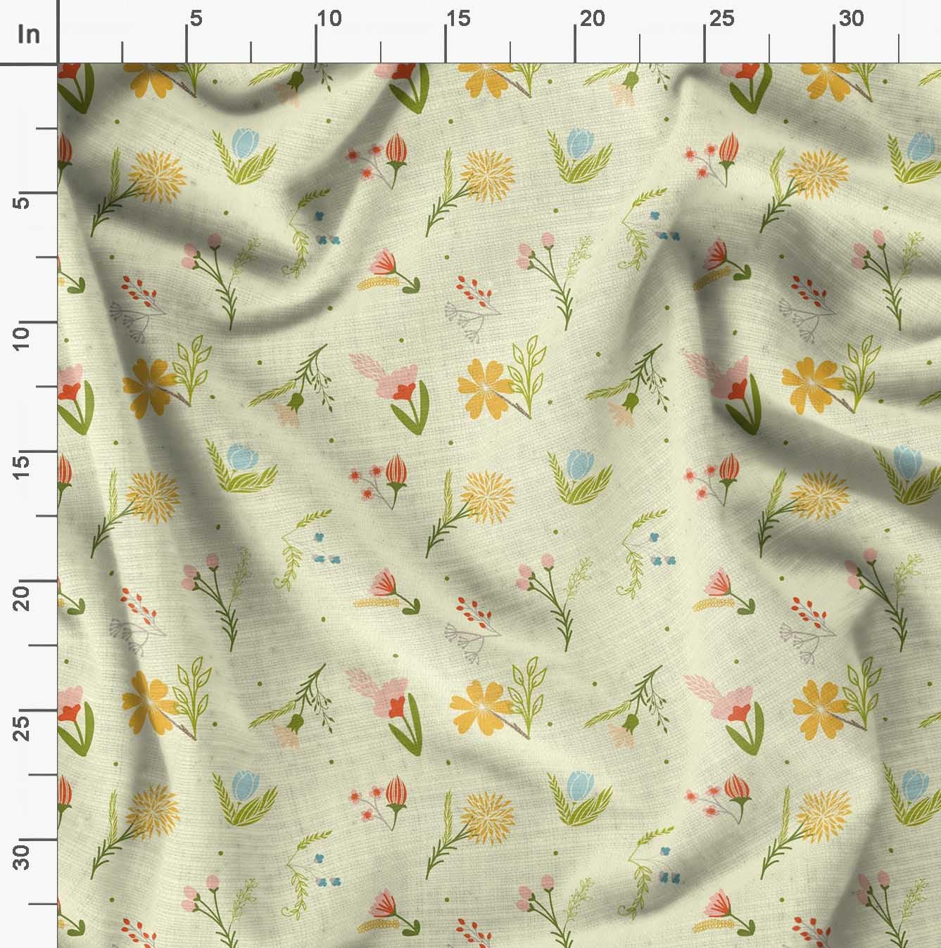 Soimoi Moss Georgette Yellow Fabric by The Yard - 42 Inch Wide Artistic Leaf & Floral Printed Fabric for Dresses, Curtains & DIY Fashion Projects - Elegant & Trendy Home Decor & Crafting Material