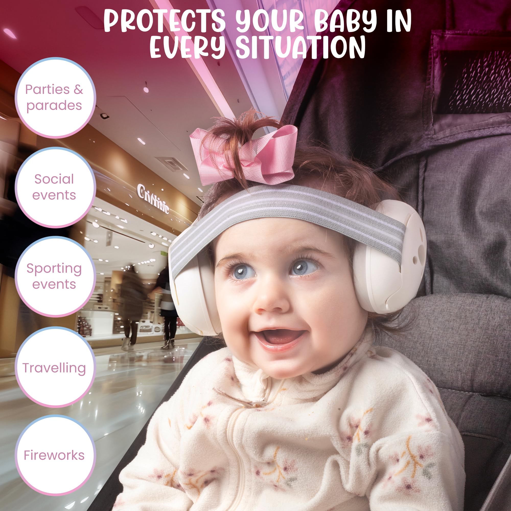 Baby Noise Cancelling Headphones - Soft Ear Muffs for Hearing Protection & Comfort - Perfect for Airplane Travel, Loud Events & Sensory Sensitivity