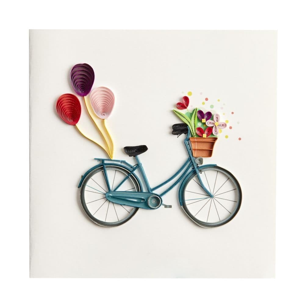 Handmade Quilled Birthday Card with Floral Bike Design (NB-0069) - Perfect for Anniversaries, Graduations & Special Occasions