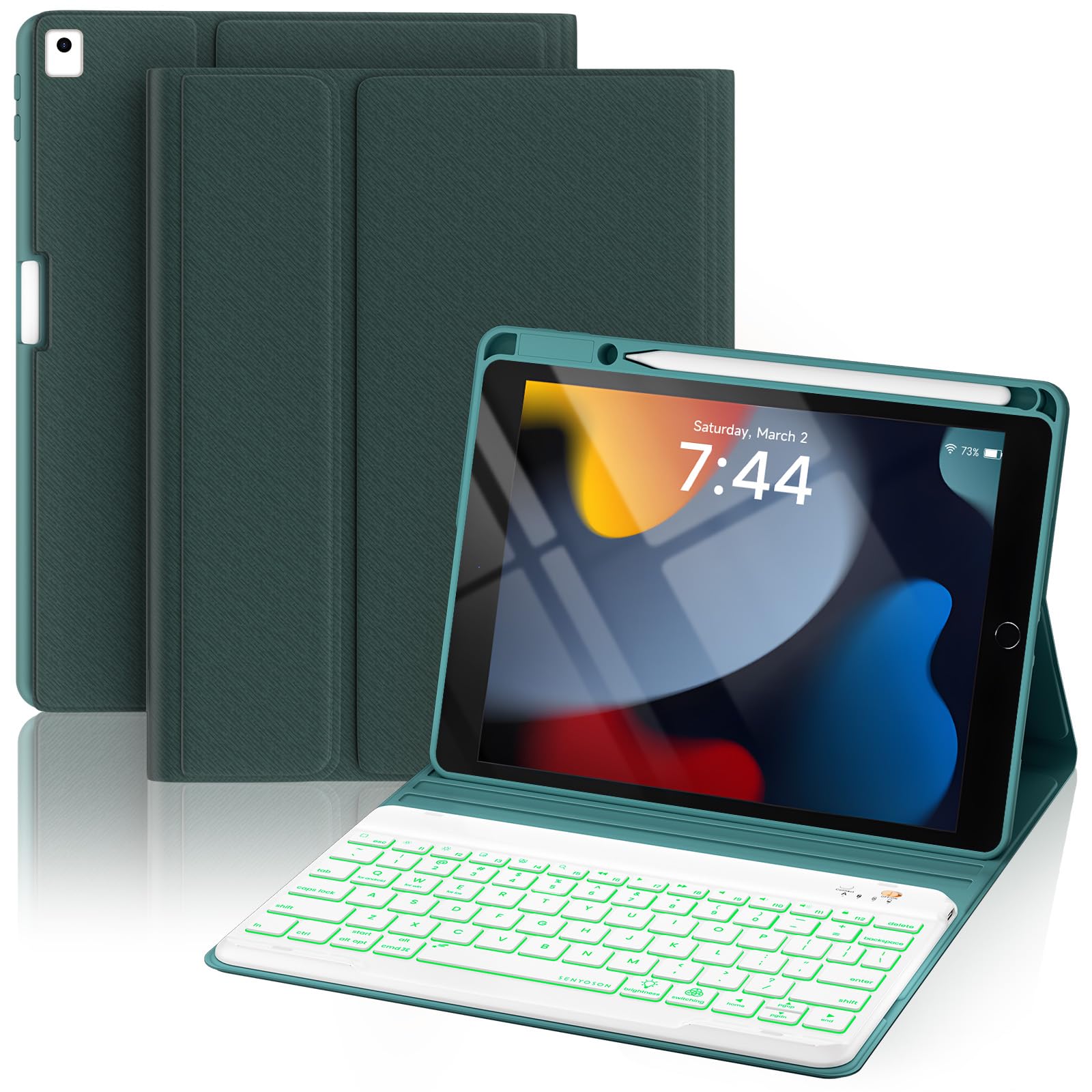 OYEEICE iPad 9th Generation Case with Backlit Wireless Keyboard - 10.2