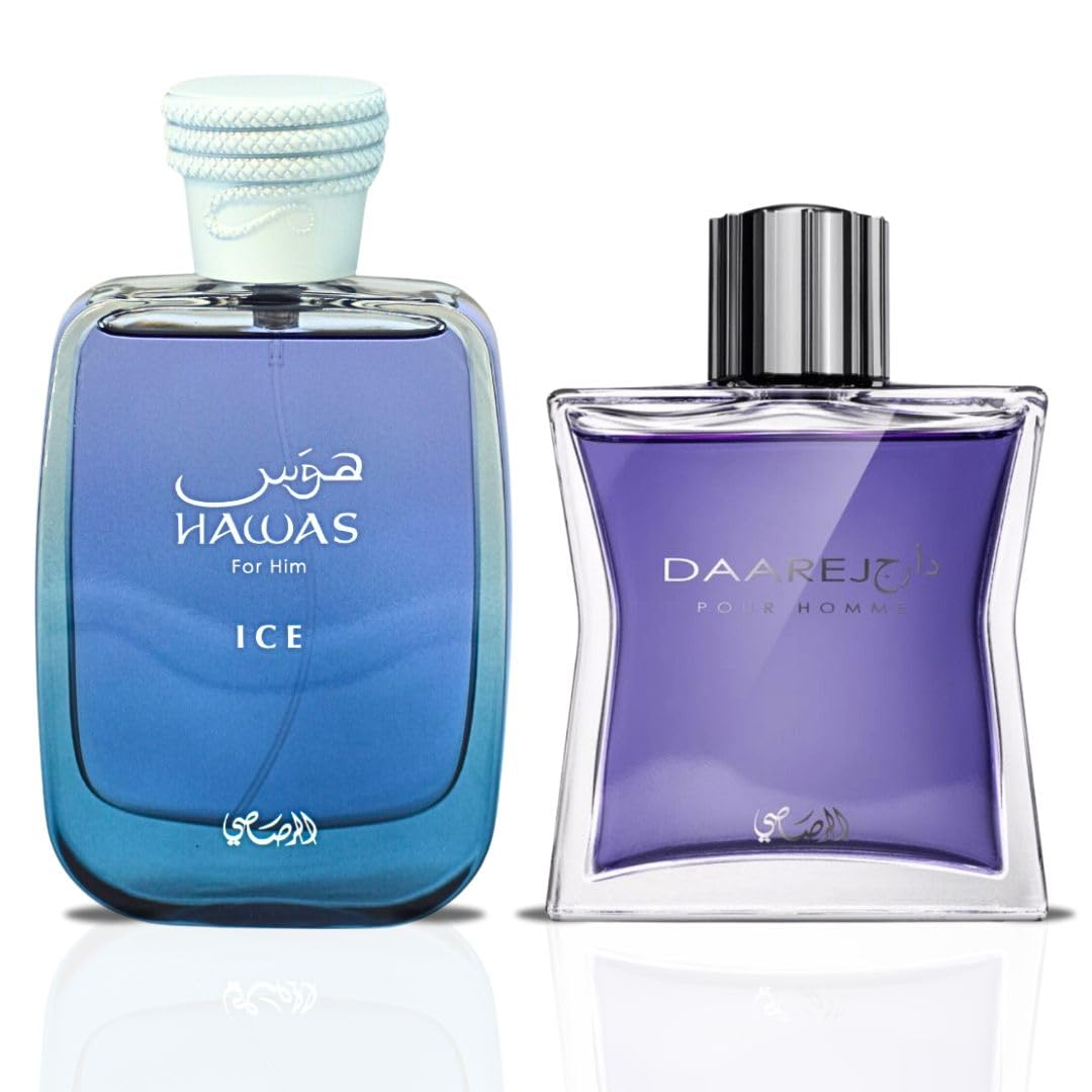 RASASI Hawas Ice & Daarej Eau De Parfum for Men - Long Lasting Arabian Fragrance | Valentine's Day Gift for Him | Perfect for Date Nights, Office & Special Occasions