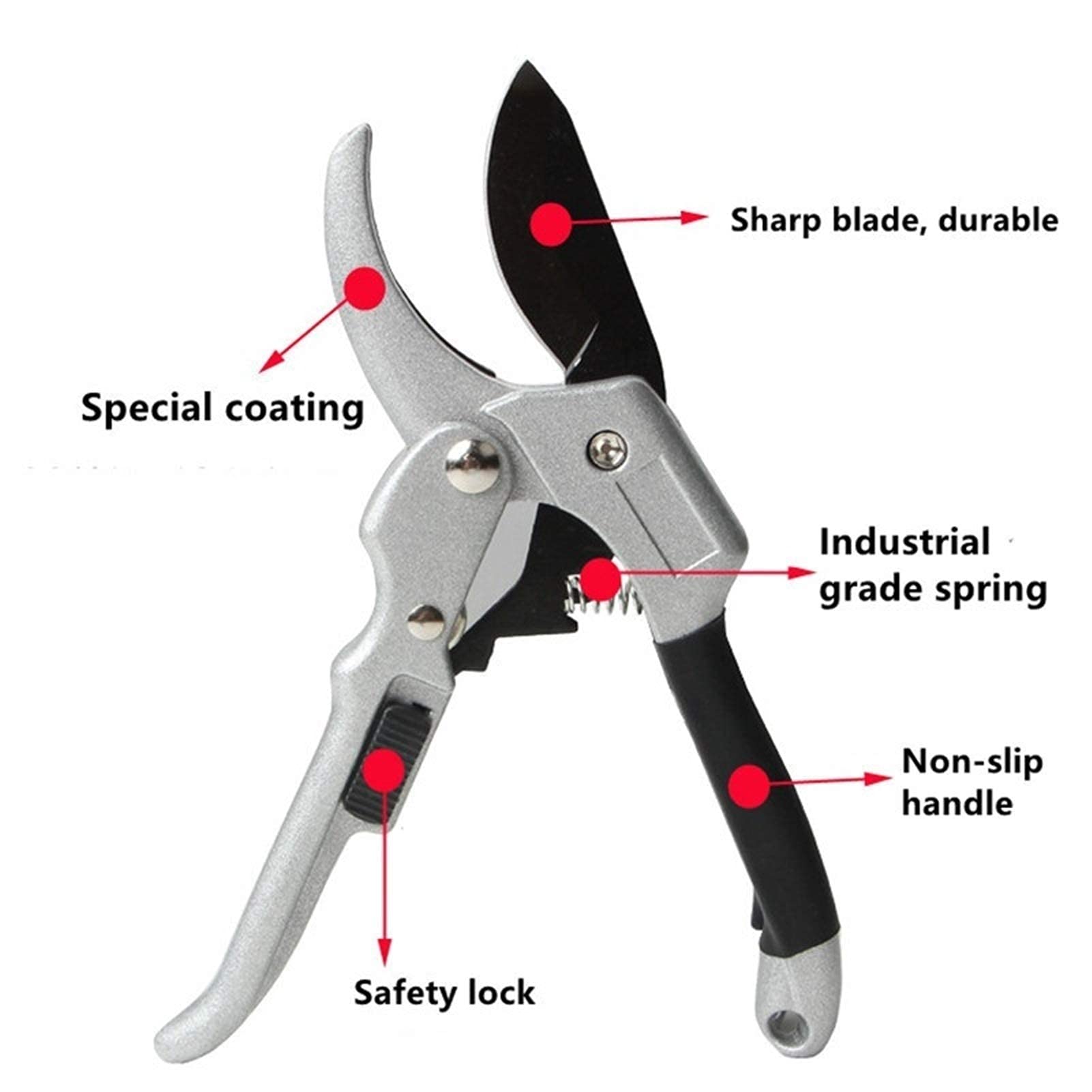 Professional 20.5CM Garden Shears - Ratchet Pruning Shears for Plants, Shrubs & Tree Branches | Heavy Duty Anvil Pruner for Gardening, Horticulture & Orchard Work | Perfect for Trimming, Cutting & Shaping Bushes