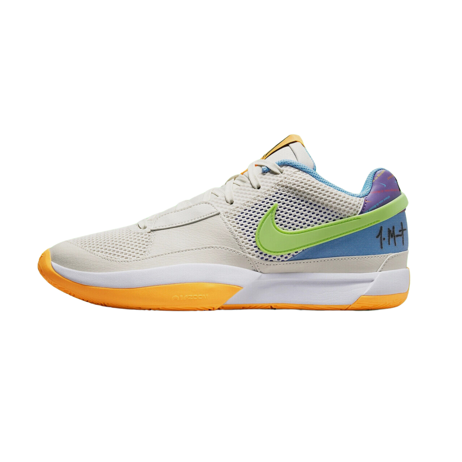 Nike Ja 1 Basketball Shoes - Phantom, Action Green, Action Grape, White, Laser Orange, University Blue - Perfect for Basketball Games, Training & Streetwear Fashion