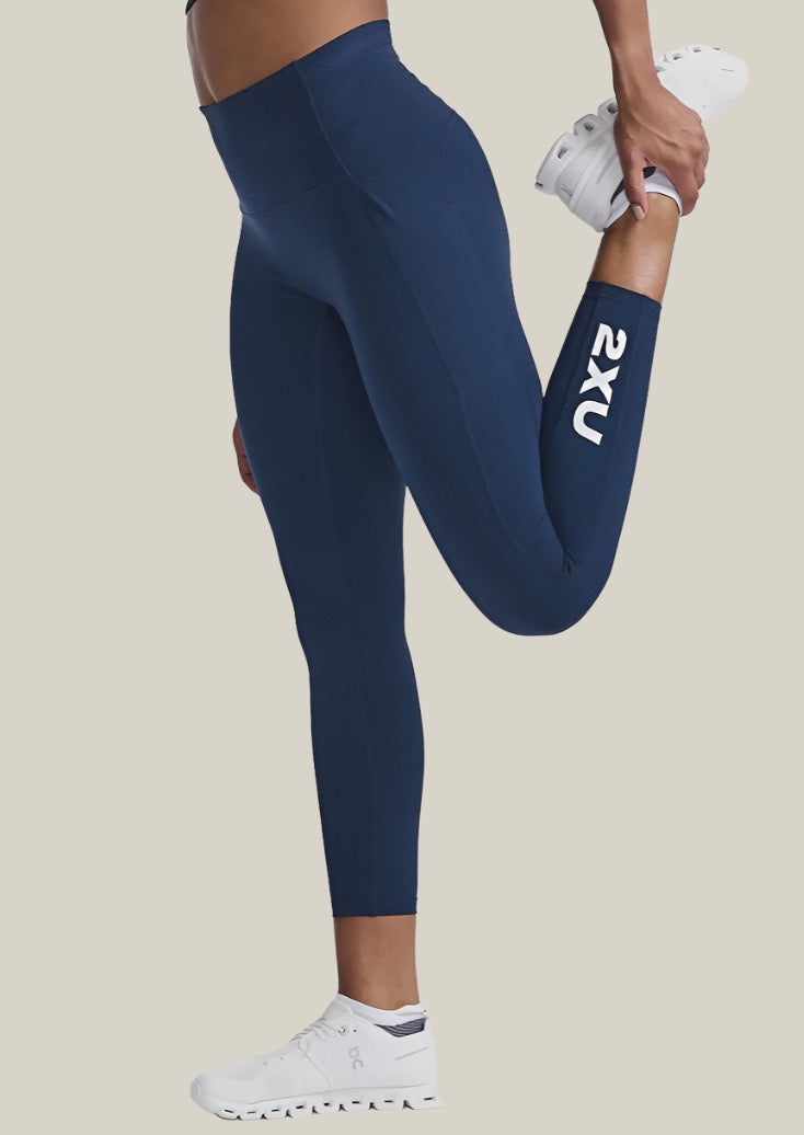 Form Stash High Rise Compression 7/8 Leggings 2.0 - Midnight Black | Workout, Yoga & Running Activewear for Women