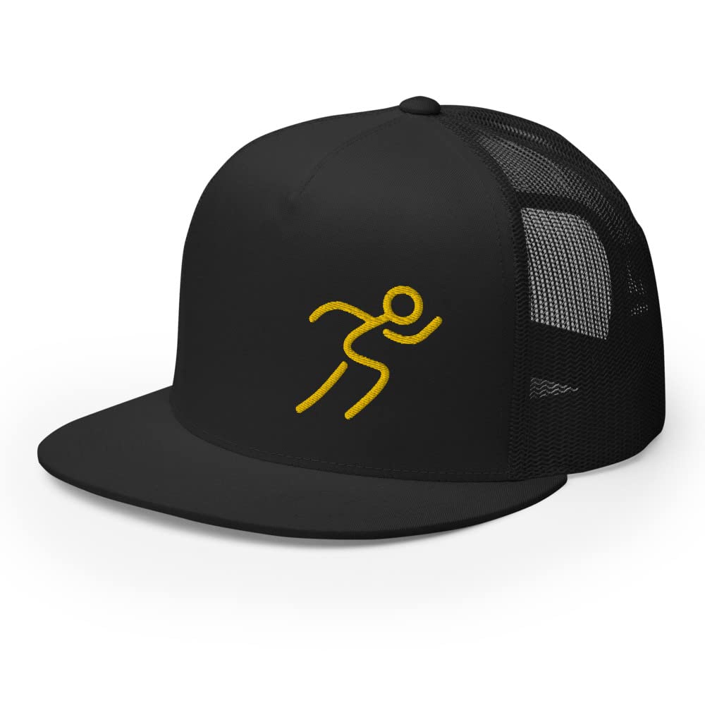 High Crown Trucker Hat Flat Bill - Embroidered Adjustable Snapback Baseball Cap for Men & Women - Perfect for Outdoor Activities, Sports & Casual Wear