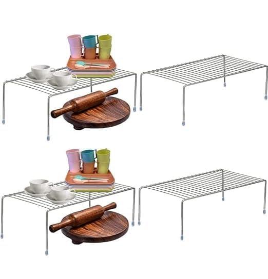 Stainless Steel Kitchen Dish Drainer Rack - 4 Pack Space Saving Countertop Organizer for Plates, Bowls & Utensils | Durable Multipurpose Storage Stand for Small Kitchens, Apartments & RVs
