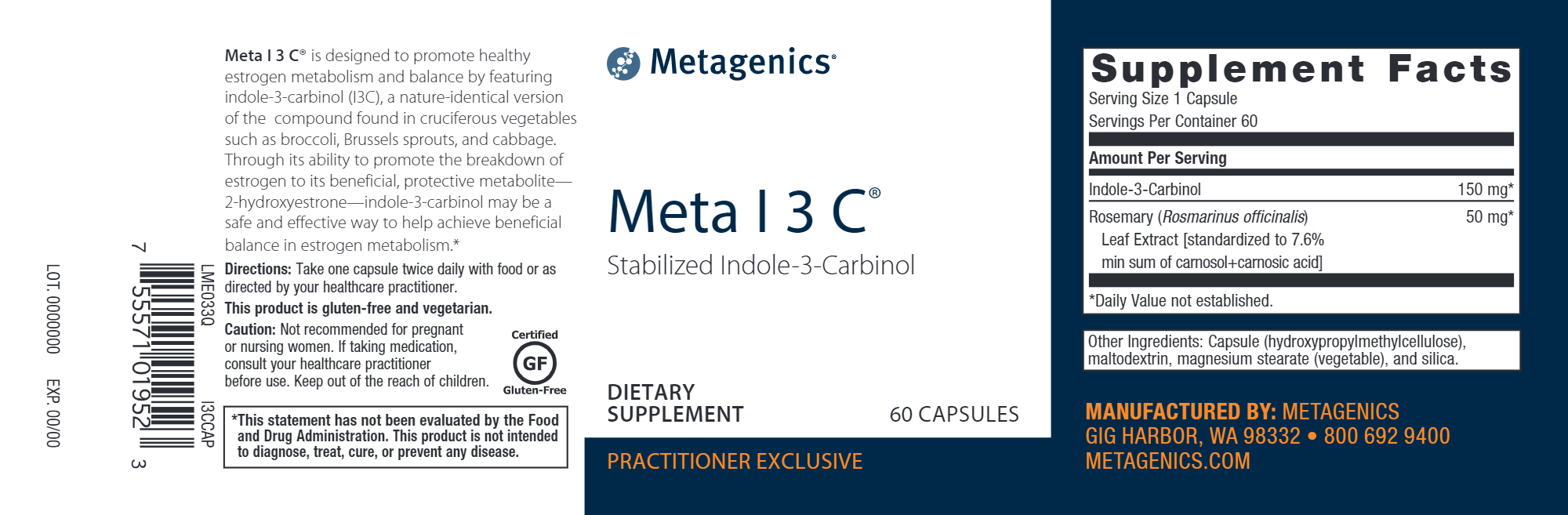 Meta I 3 C 60 Capsules - Premium Antioxidant Supplement for Skin Health & Anti-Aging - Supports Collagen Production & Cellular Protection - Perfect for Daily Wellness Routine & Anti-Aging Regimen