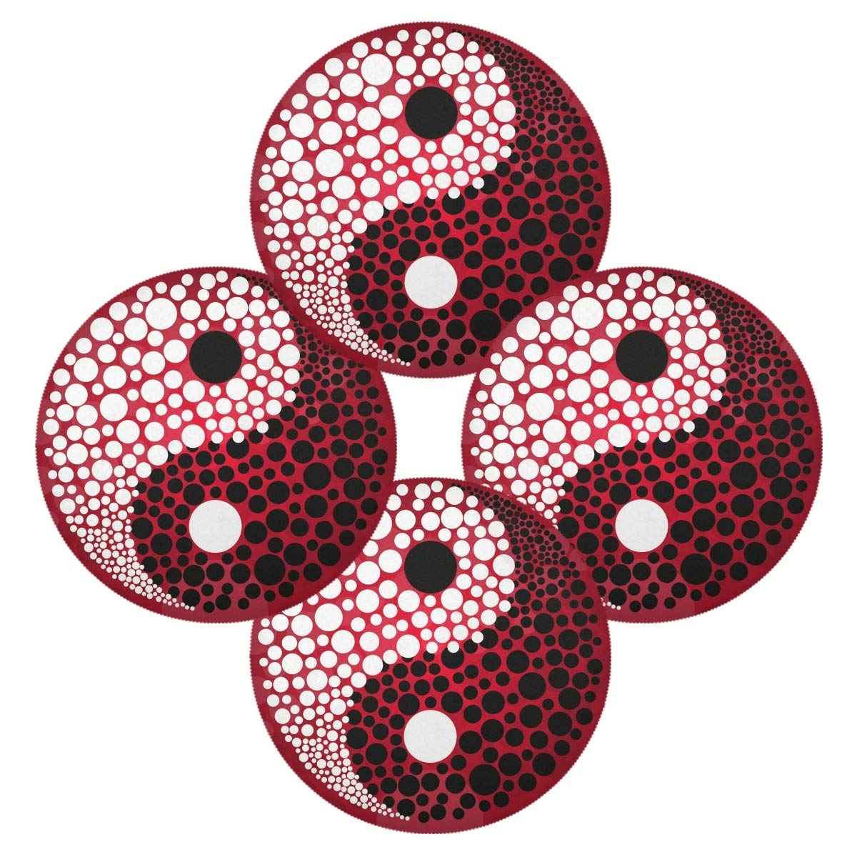 Yin Yang Harmony Balance Non-Slip Round Placemats Set of 6 - 15.4 Inch Kitchen Dining Table Mats for Holiday & Everyday Use
