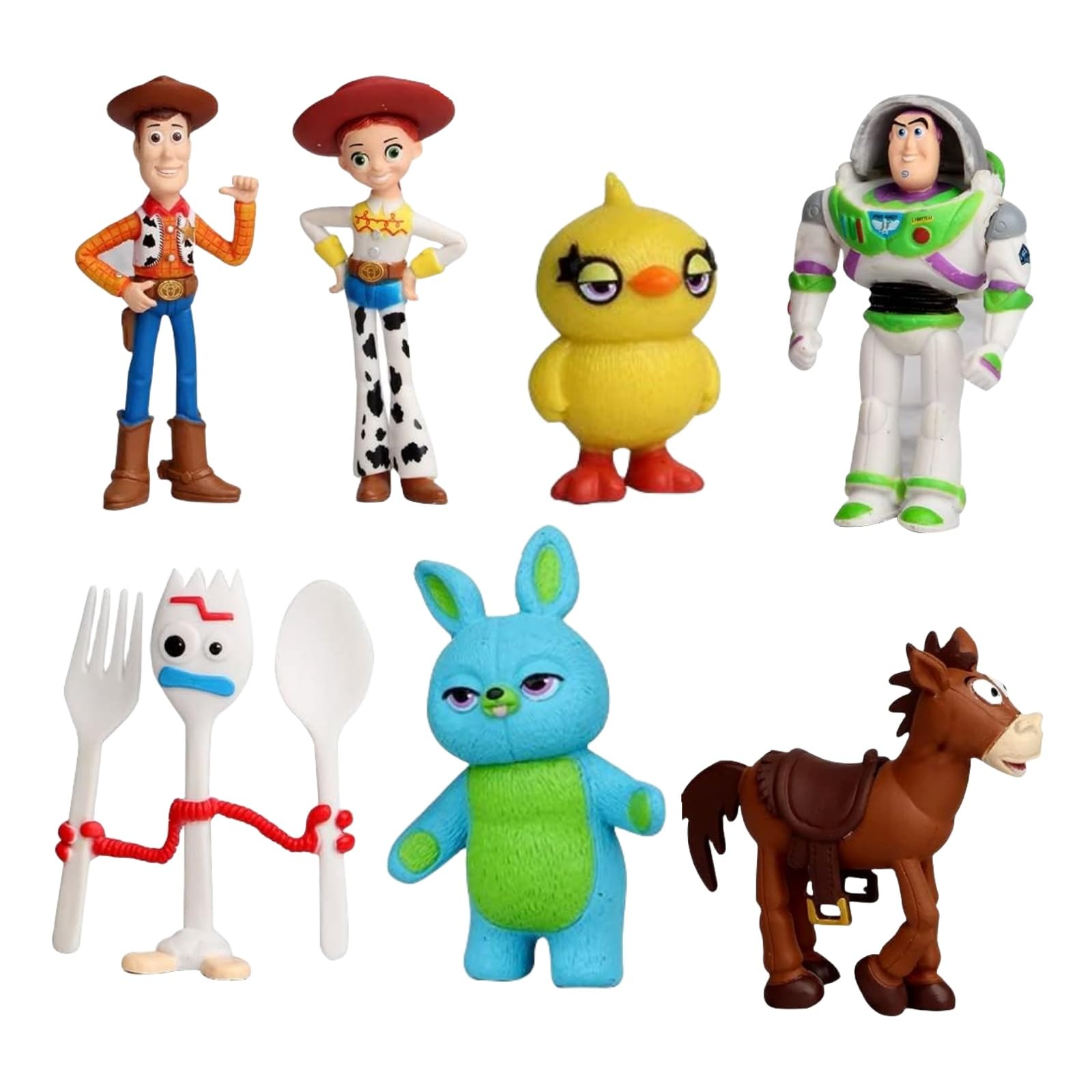 Woody, Buzz & Jessie Toy Action Figures Set - 7 Pack 1.5-2.3 inch Tall Collectible Anime Figurines | Perfect for Disney Pixar Toy Story Fans, Birthday Gifts & Kids Playtime