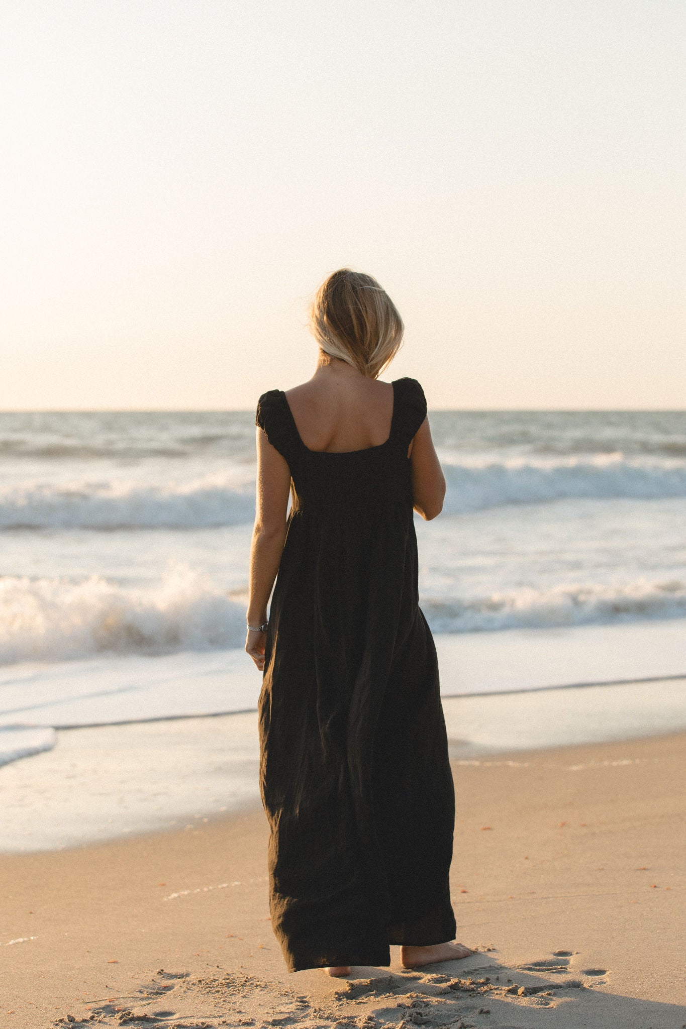 Florence Linen Black Maxi Dress for Women - Soft Breathable Summer Long Dress - Perfect for Beach, Vacation & Casual Wear