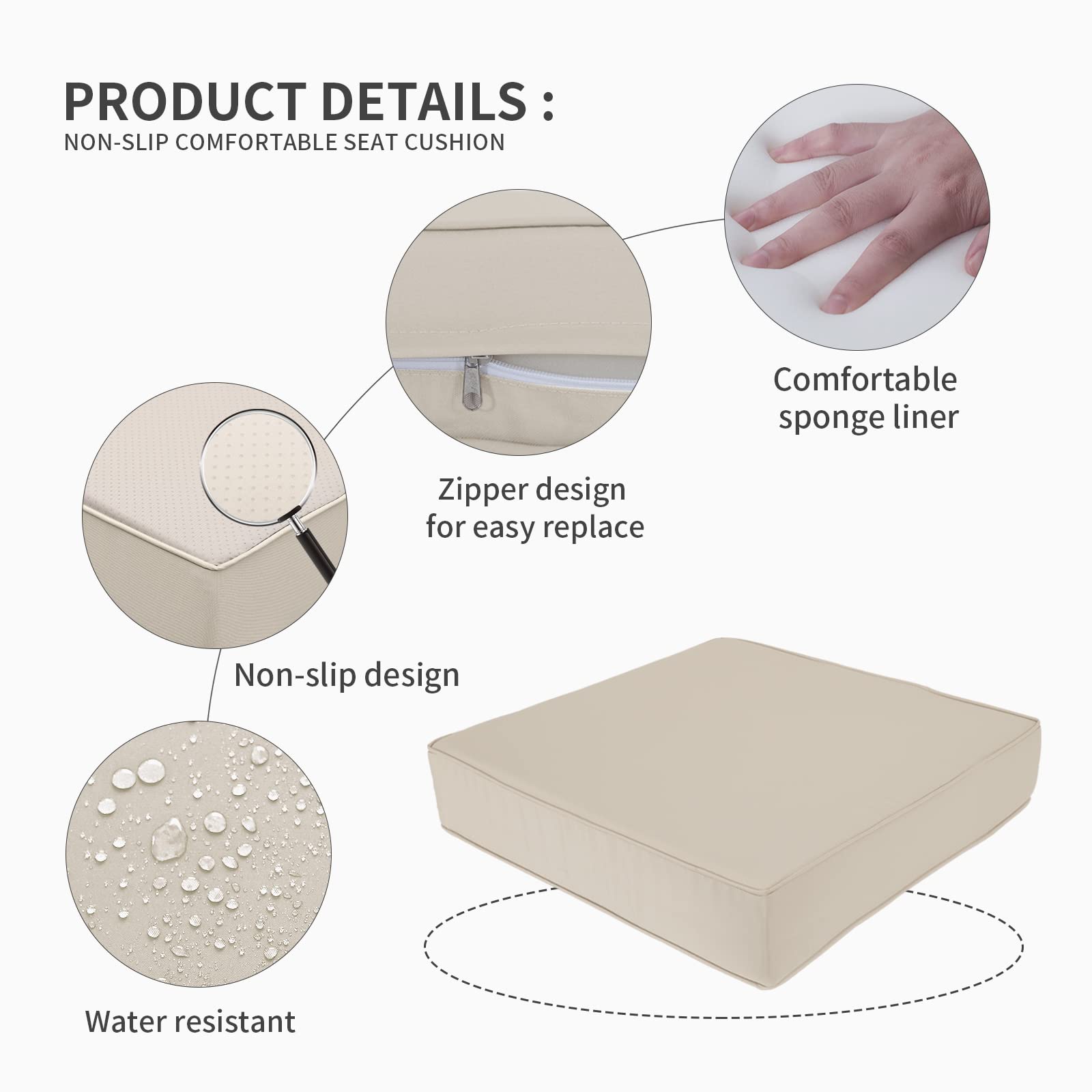 **Valita 14-Piece Water-Resistant Outdoor Replacement Cushions for 6-Seat Sectional Rattan Sofa Set – Khaki Patio Furniture Cushions with Liner & Cover – Perfect for Backyard, Deck, and Poolside Relaxation**