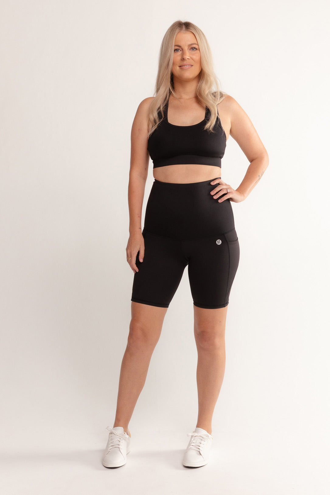 Postpartum Recovery Bike Shorts with Pockets - High Waisted Black Workout Shorts for Women | Perfect for Post Pregnancy Exercise, Yoga & Comfortable Daily Wear