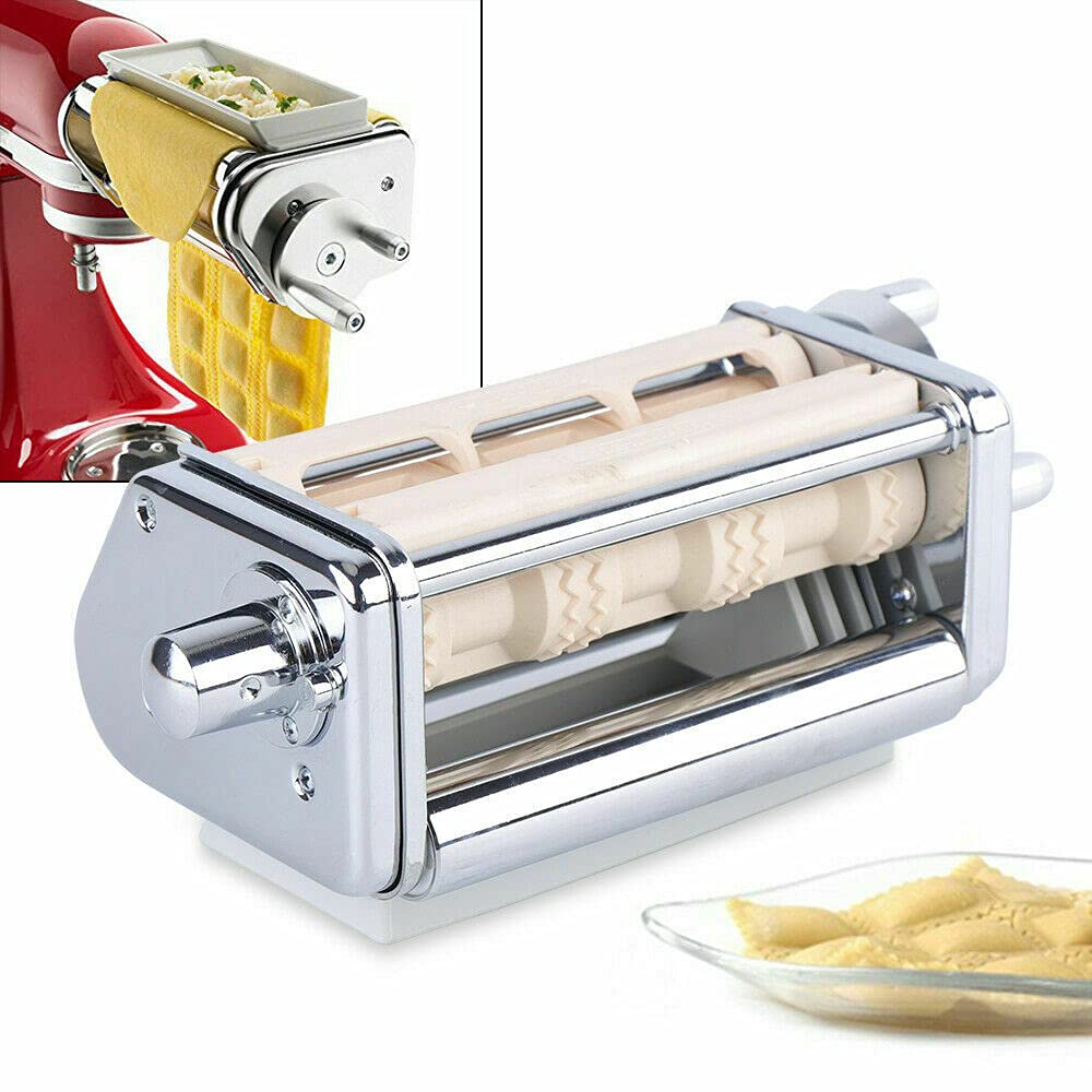 KitchenAid Pasta Roller & Ravioli Maker Attachment Set for Stand Mixers | Stainless Steel Pasta Cutter & Dough Roller | Perfect for Homemade Pasta, Lasagna, and Ravioli in Your Home Kitchen