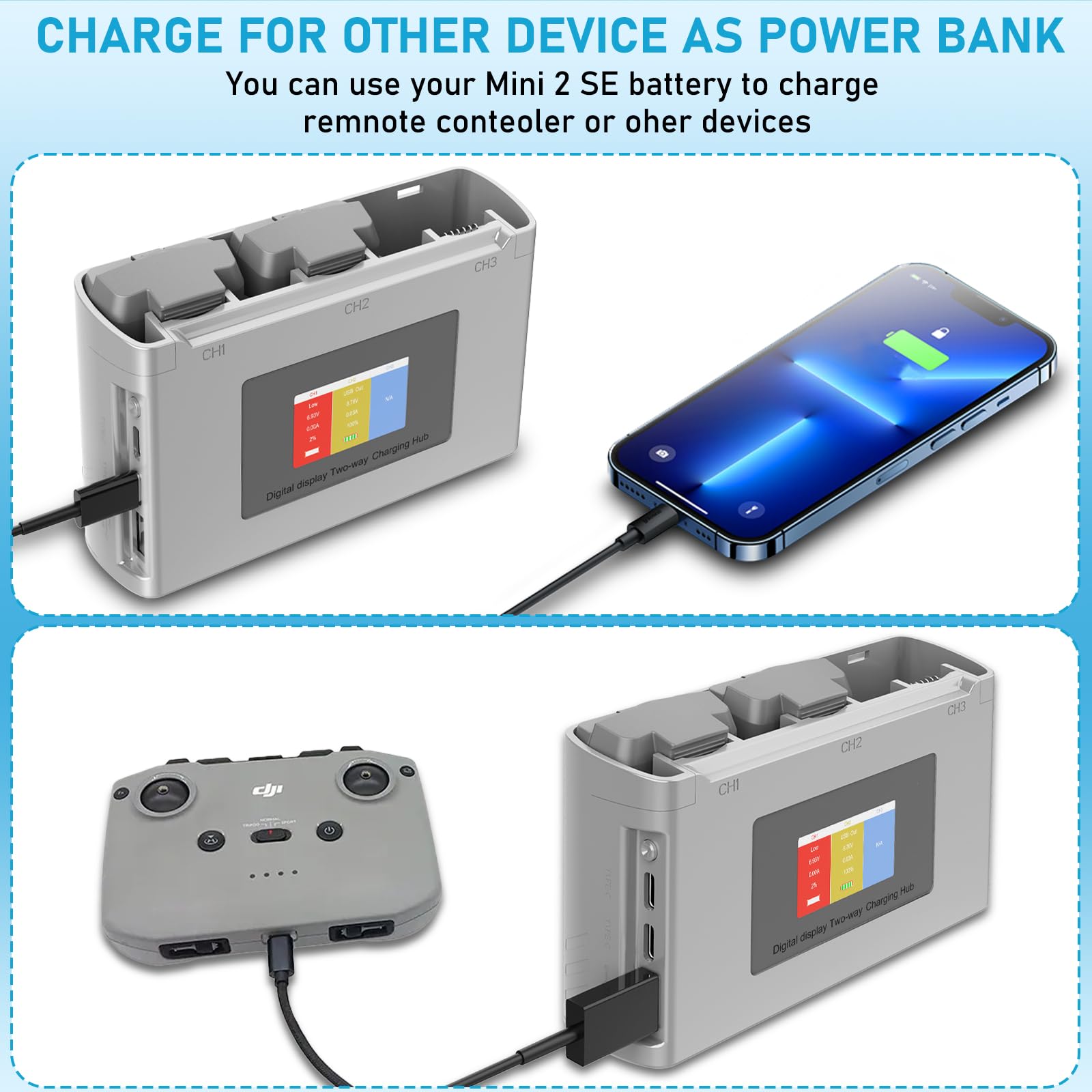 DJI Mini 2/2SE/SE/4K Drone Intelligent Flight Battery - 4K Mini Drone Battery with 2 Batteries & Two-Way Charging Hub, 31 Min Max Flight Time - Perfect for Aerial Photography, Travel Vlogging and Outdoor Adventures